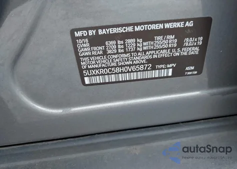 2017 BMW X5 xDrive35I from USA, damaged, VIN 5UXKR0C58H0V65872